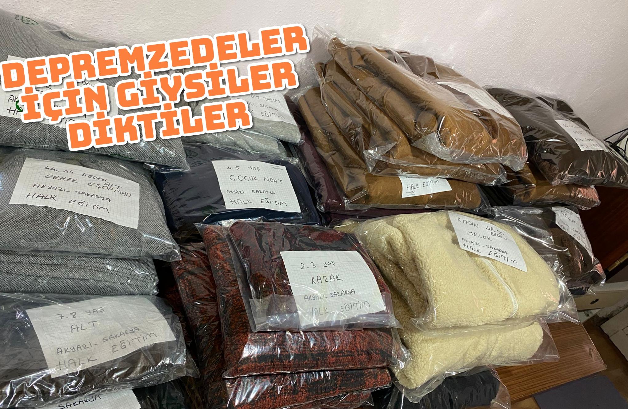 Depremzedeler için giysiler diktiler  