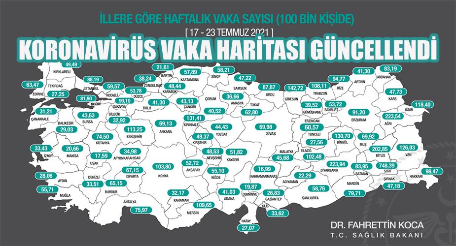 KORONAVİRÜS VAKA HARİTASI GÜNCELLENDİ