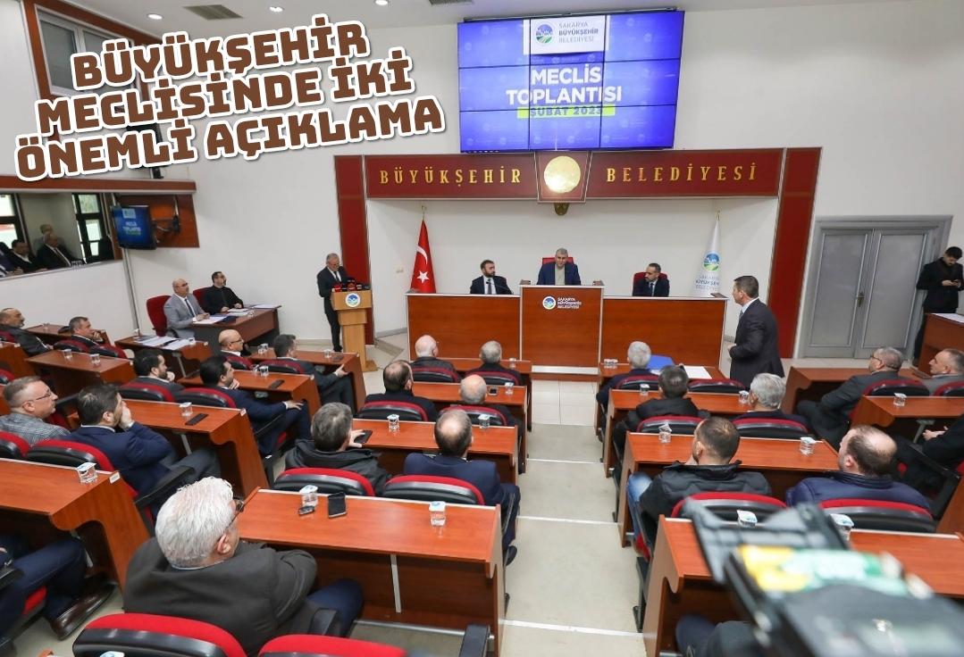 Büyükşehir meclisinde iki önemli açıklama