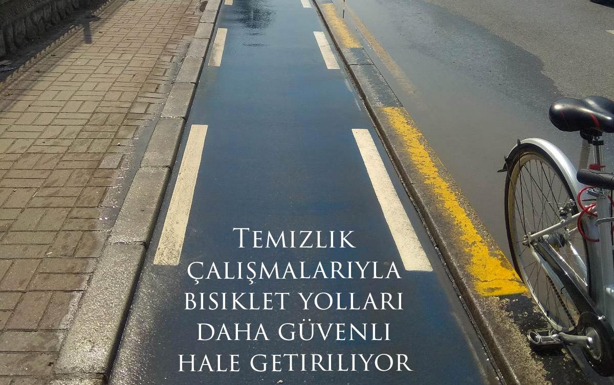 Temizlik çalışmalarıyla bisiklet yolları daha güvenli hale getiriliyor