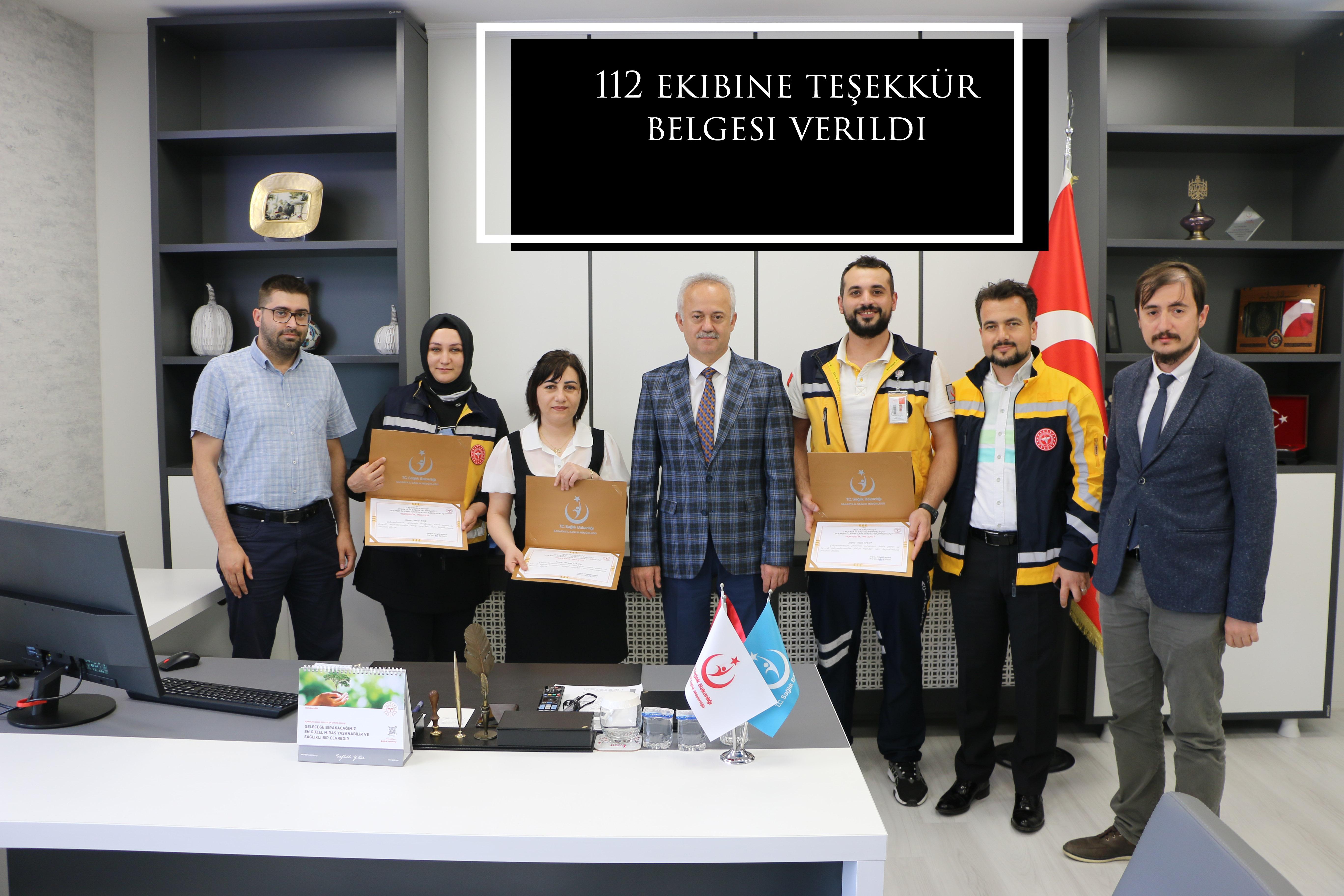112 ekibine teşekkür belgesi verildi