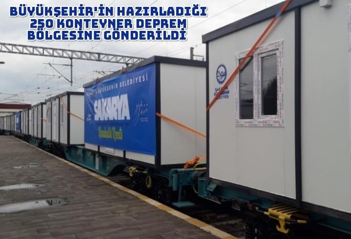 Büyükşehirin hazırladığı 250 konteyner deprem bölgesine gönderildi 