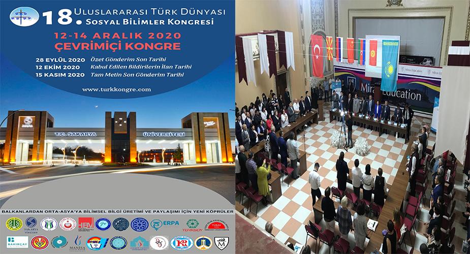 18. Uluslararası Türk Dünyası Sosyal Bilimler Kongresi Çevrimiçi Olarak Düzenlenecek