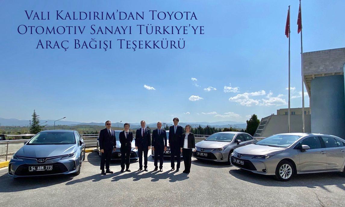 Vali Kaldırım’dan Toyota Otomotiv Sanayi Türkiye’ye Araç Bağışı Teşekkürü