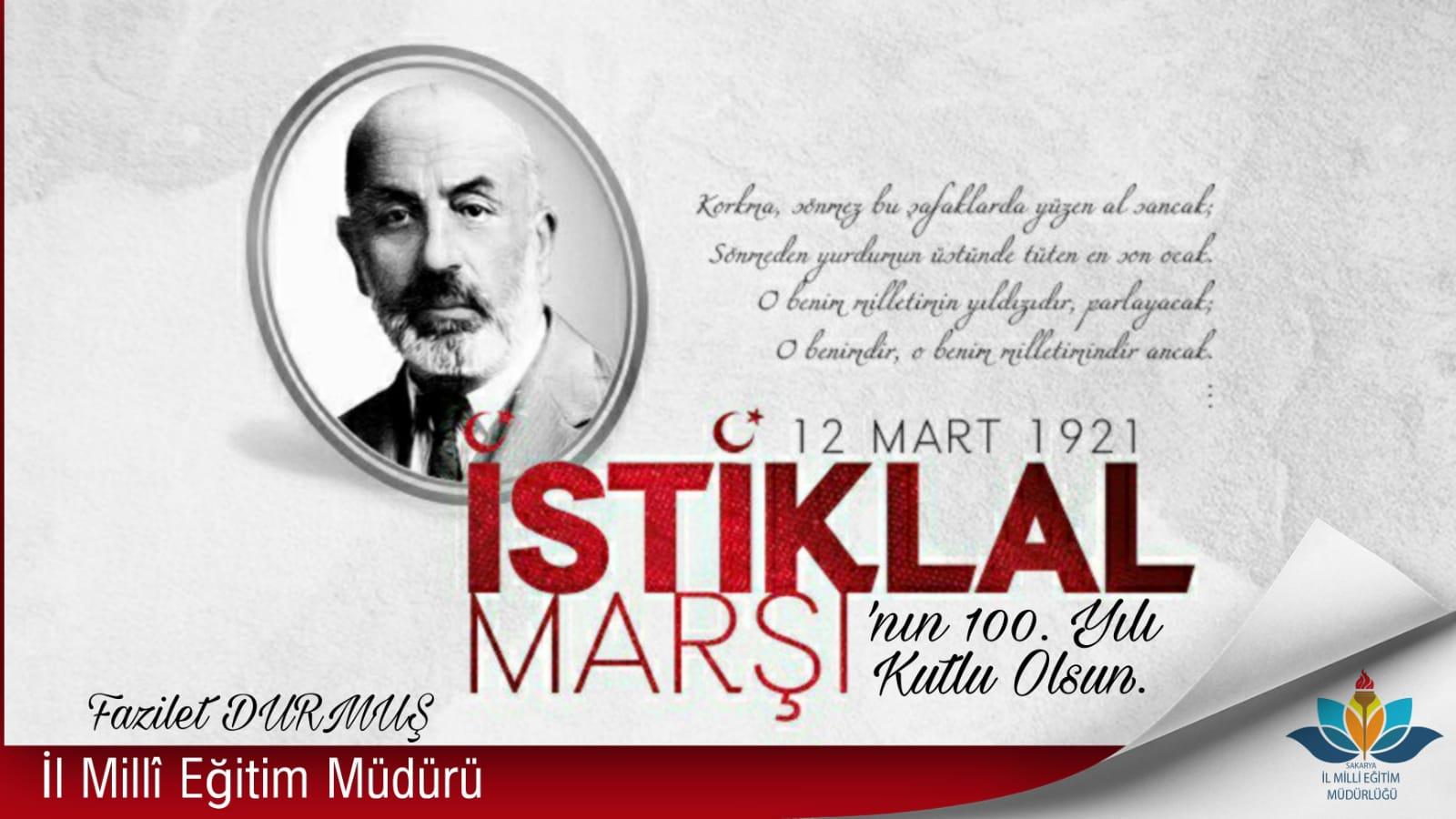 Durmuş'tan İstiklal Marşı'nın Kabulü Mesajı: 