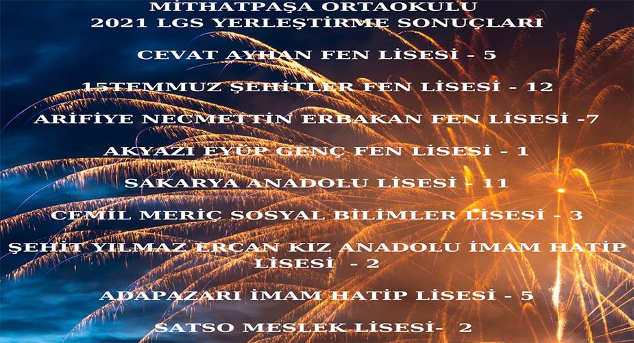 Mithatpaşa Ortaokulundan LGS Başarısı