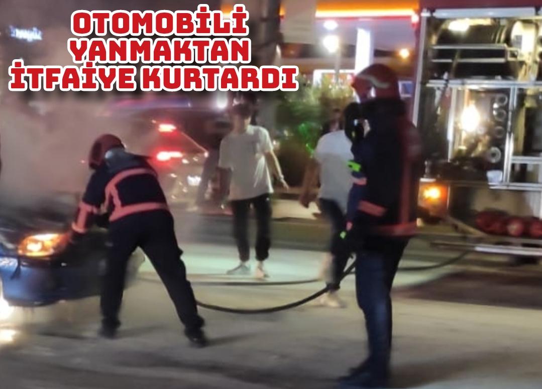 Otomobili yanmaktan itfaiye kurtardı  
