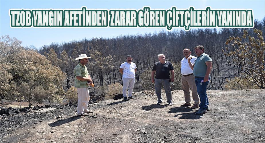 TZOB yangın afetinden zarar gören çiftçilerin yanında