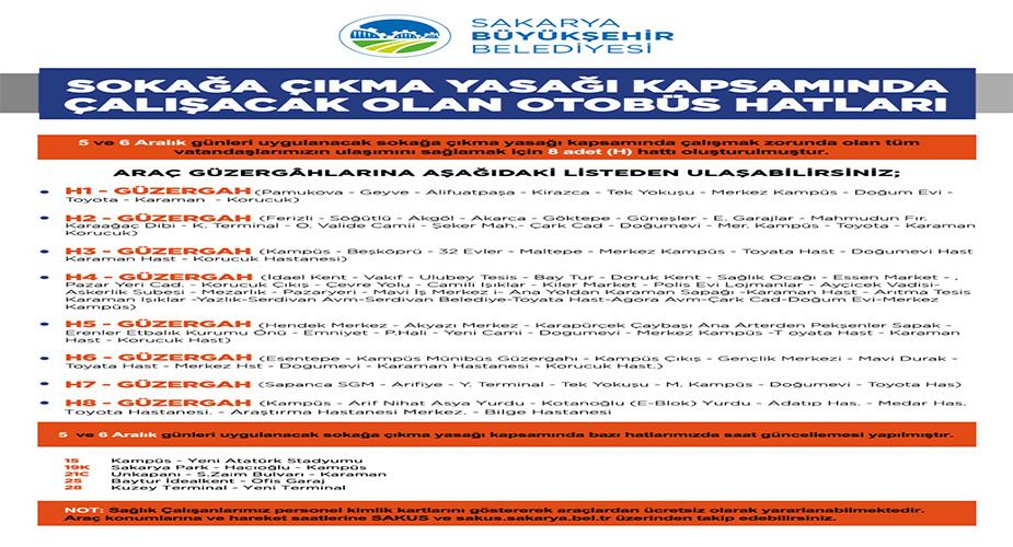 Sokağa Çıkma Yasağında Çalışacak 8 Yeni Otobüs Hattı