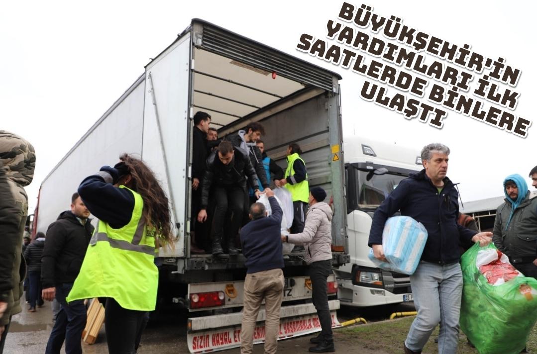 Büyükşehir'in yardımları ilk saatlerde binlere ulaştı