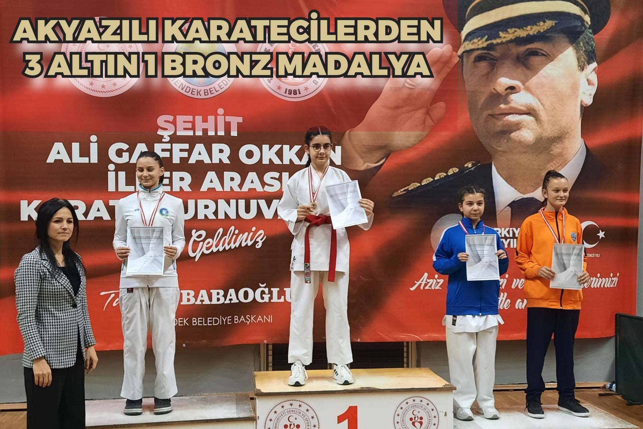 AKYAZILI KARATECİLERDEN 3 ALTIN 1 BRONZ MADALYA