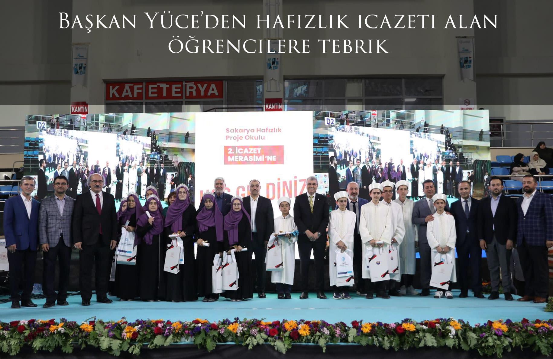 Başkan Yüce’den hafızlık icazeti alan öğrencilere tebrik