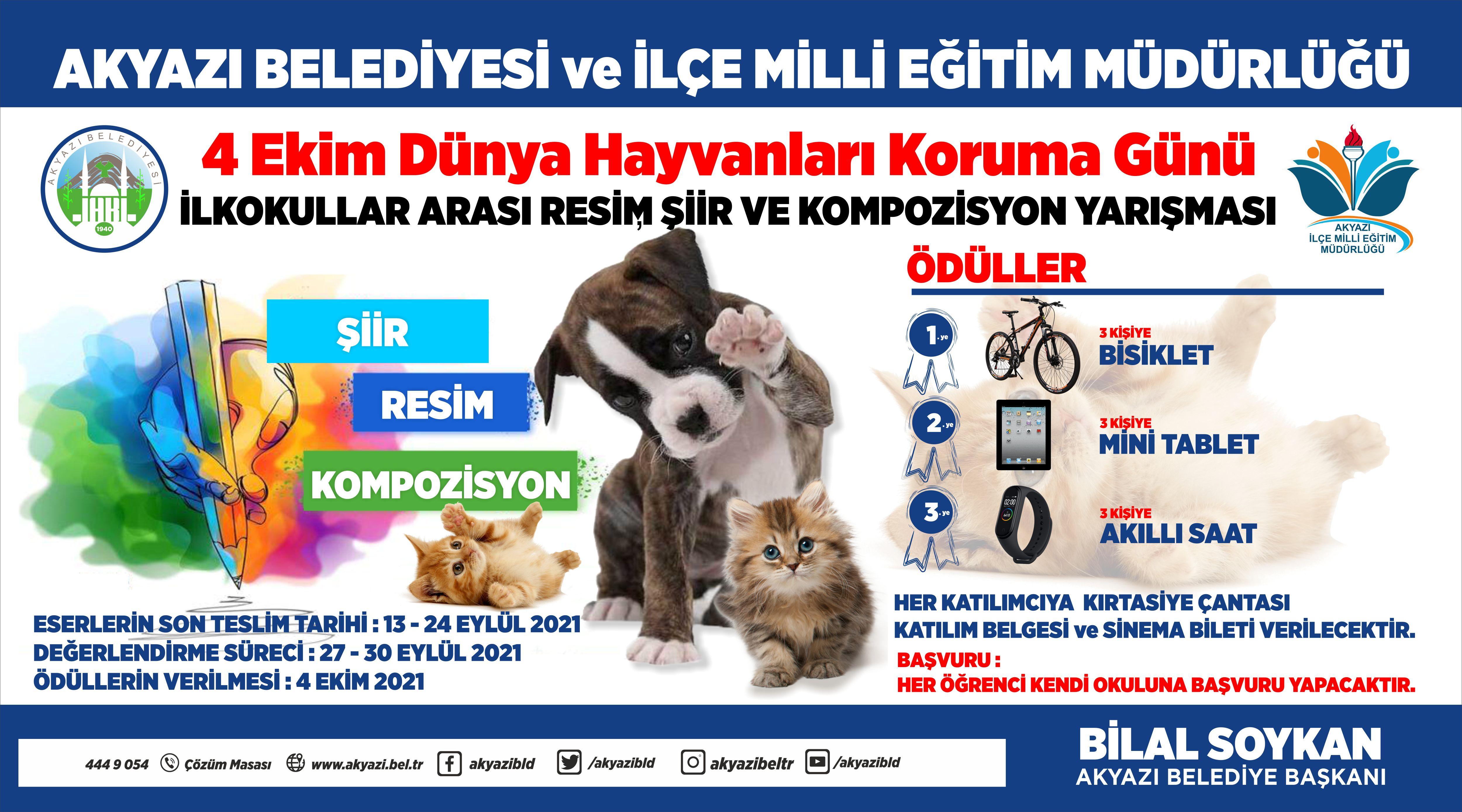 İLKOKULLAR ARASI 4 EKİM DÜNYA HAYVANLARI KORUMA GÜNÜ RESİM ŞİİR VE KOMPOZİSYON YARIŞMASI