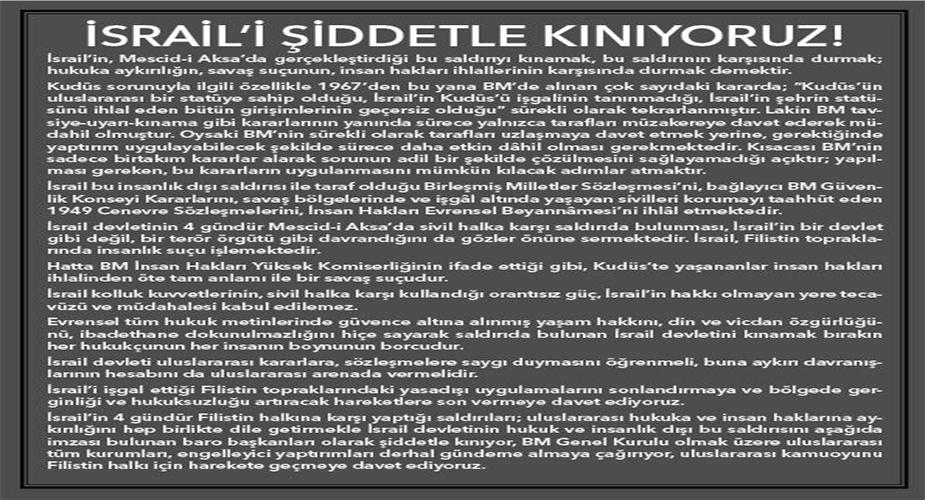 76 barodan ortak açıklama: İsrail insanlık suçu işlemektedir