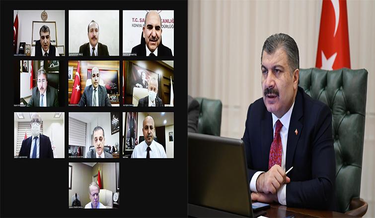SAĞLIK BAKANI FAHRETTİN KOCA SAKARYA'NINDA ARALARINDA BULUNDA 10 İL DE SAĞLIK MÜDÜRLERİ İLE VİDEO KONFERANS YÖNTEMİ İLE GÖRÜŞTÜ