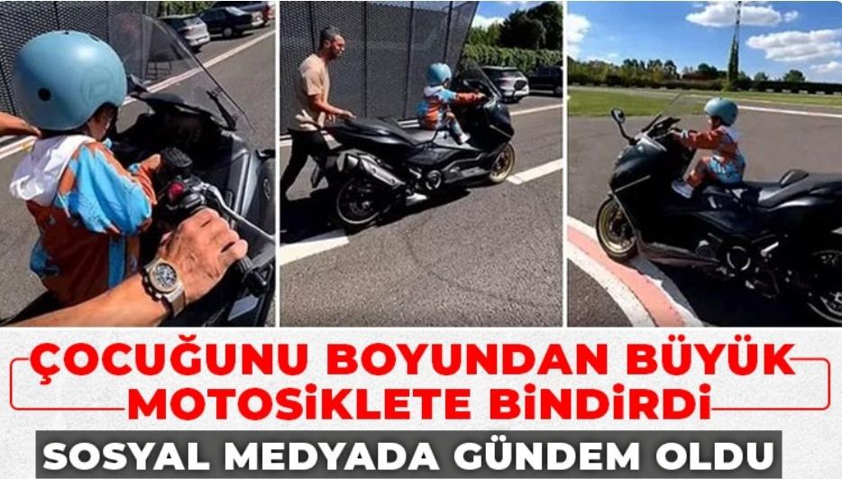 Boyundan büyük motosikletle piste çıktı, sosyal medyada gündem oldu  