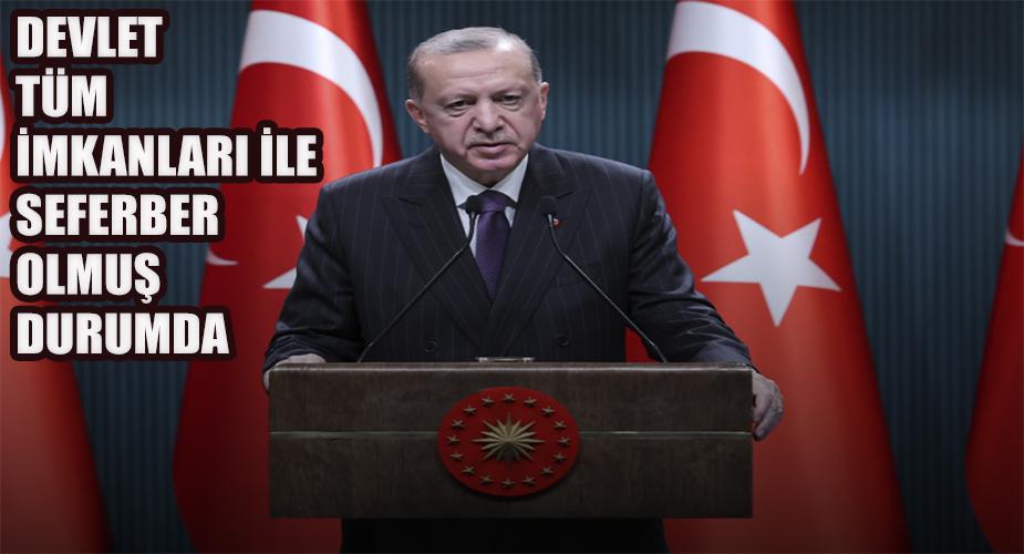 Cumhurbaşkanı Erdoğan, orman yangınlarının tamamen söndürülmesi için devletin tüm imkanlarıyla seferber olduğunu bildirdi